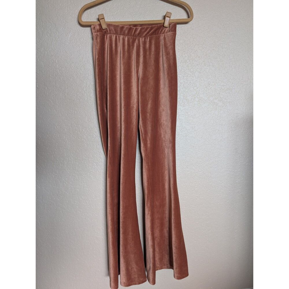 Altar’d State Velvety Ribbed Flared Pants - Rust | Small